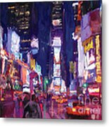 Amy's Time Square In The Rain Metal Print