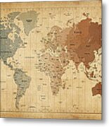 Time Zones Map Of The World Metal Print