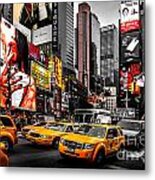 Times Square Taxis Metal Print