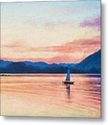 Tofino Harbor Sail Painting Metal Print