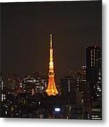Tokyo Cityscape With Tokyo Tower At Night Metal Print
