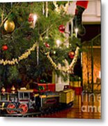 Toy Train Under The Christmas Tree Metal Print