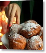 Traditional Dutch Oliebollen Donuts Metal Print