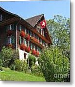 Traditional Wooden Swiss House Metal Print