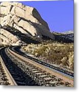 Railroad Tracks At The Mormon Rocks Metal Print