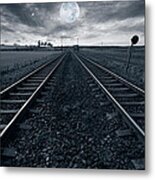 Train- Tracks To The Moon Metal Print