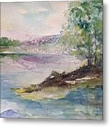 Trees On Water's Edge Metal Print