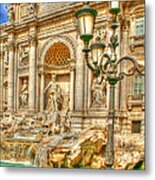 Trevi Fountain In Rome Metal Print