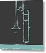 Trombone Patent From 1902 - Modern Gray Blue Metal Print
