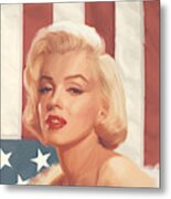 True Blue Marilyn In Flag Metal Print