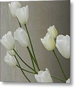 Tulips Against Pillar Metal Print