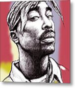 Tupac Shakur Morden Art Drawing Portrait Poster Metal Print