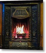Turf Fire In Irish Cottage Metal Print