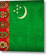 Turkmenistan Flag Vintage Distressed Finish Metal Print