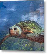 Turtle In Atlantis Metal Print