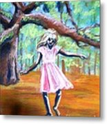 Twirl Under The Oaks Metal Print