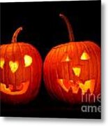 Two Carved Jack O Lantern Pumpkins Metal Print