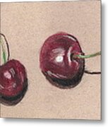 Two Cherries Metal Print