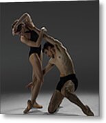 Two Dancers Performing Contemporary Metal Print