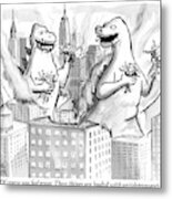 Two Godzillas Talk To Each Other Metal Print