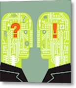 Two Men Face To Face With Circuit Board Metal Print