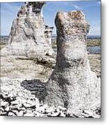 Two Sculpted Rocks On Naked Isld Metal Print