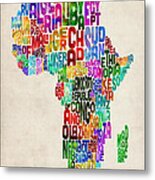 Typography Map Of Africa Metal Print
