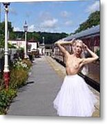 Under A Station Lamp Metal Print