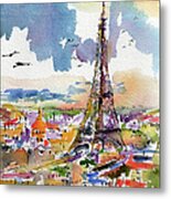 Under Paris Skies Eiffel Tower Metal Print