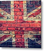 Union Jack Flag On  Brick Wall Metal Print