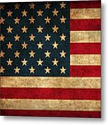 United States American Usa Flag Vintage Distressed Finish On Worn Canvas Metal Print