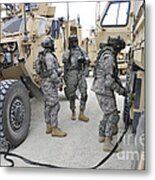 U.s. Army Soldiers Jump Start A Light Metal Print