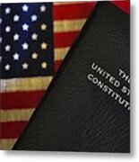 United States Constitution And Flag Metal Print