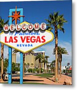 Usa, Nevada, Las Vegas, Welcome Sign On Metal Print