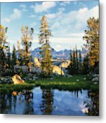 Usa, Wyoming, Landscape With Reflection Metal Print