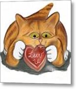 Valentine Cookie For Orange Tiger Kitten Metal Print