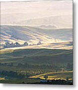 Valley Near Montalcino At Sunrise Tuscany Italy Metal Print