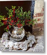 Vase And Wild Berries Metal Print