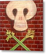 Vegan Skull And Cross Bones Metal Print
