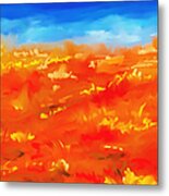 Vibrant Desert Abstract Landscape Painting Metal Print