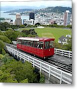 View Of A Trolley In Wellington, New Zealand Metal Print