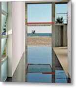 View Of Beach From Lobby Metal Print