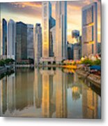 View Of The Skyline Of Singapore Downtown Cbd Metal Print