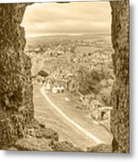 Village Viewed From Corfe Castle Metal Print