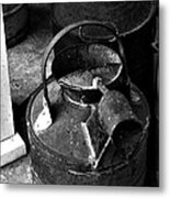 Vintage B/w Galvanized Container Metal Print