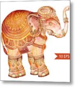 Vintage Elephant Illustration Hand Metal Print