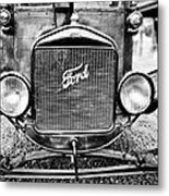 Vintage Ford In Black And White Metal Print