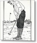 Vintage Golfer Metal Print