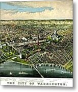 Vintage Map Of The City Of Washington Metal Print