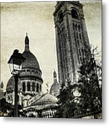 Vintage Paris Montmartre Basilica Of Sacre Coeur Metal Print